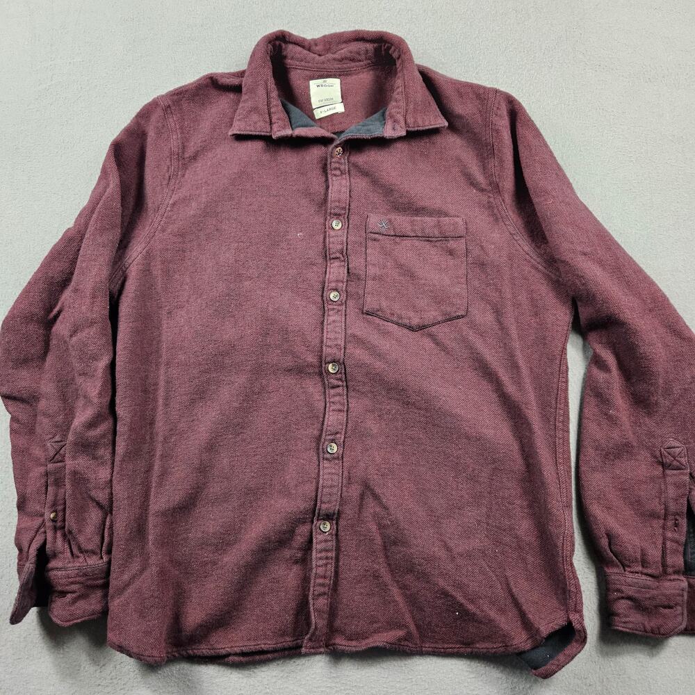 WROGN Shirt Button Up Flannel Mens XL Red Burgundy